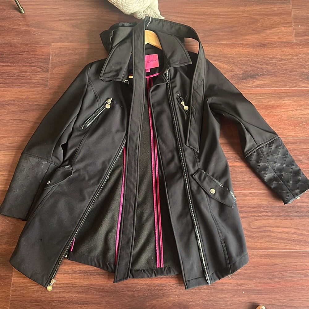 Betsey Johnson, black trenchcoat size medium